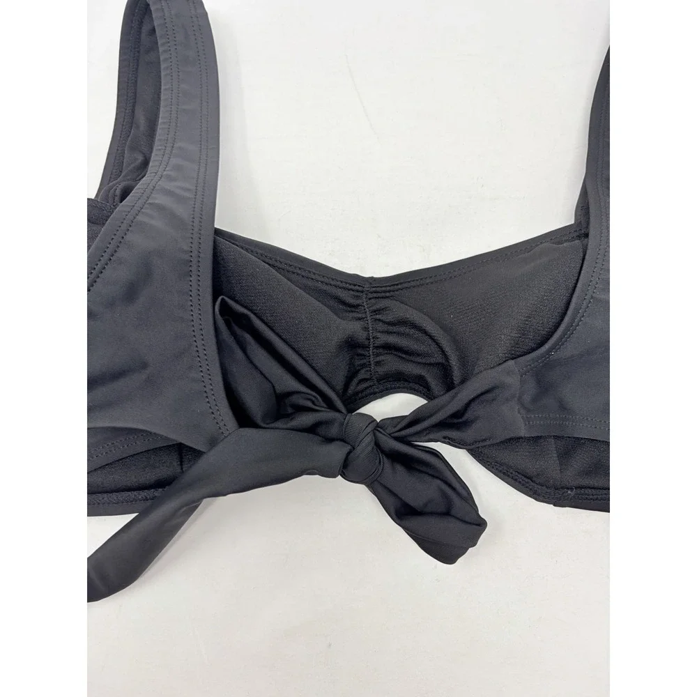 Salt + Cove Juniors Size Large Center- Ruched V-Neck Bikini Top in Black 2577
